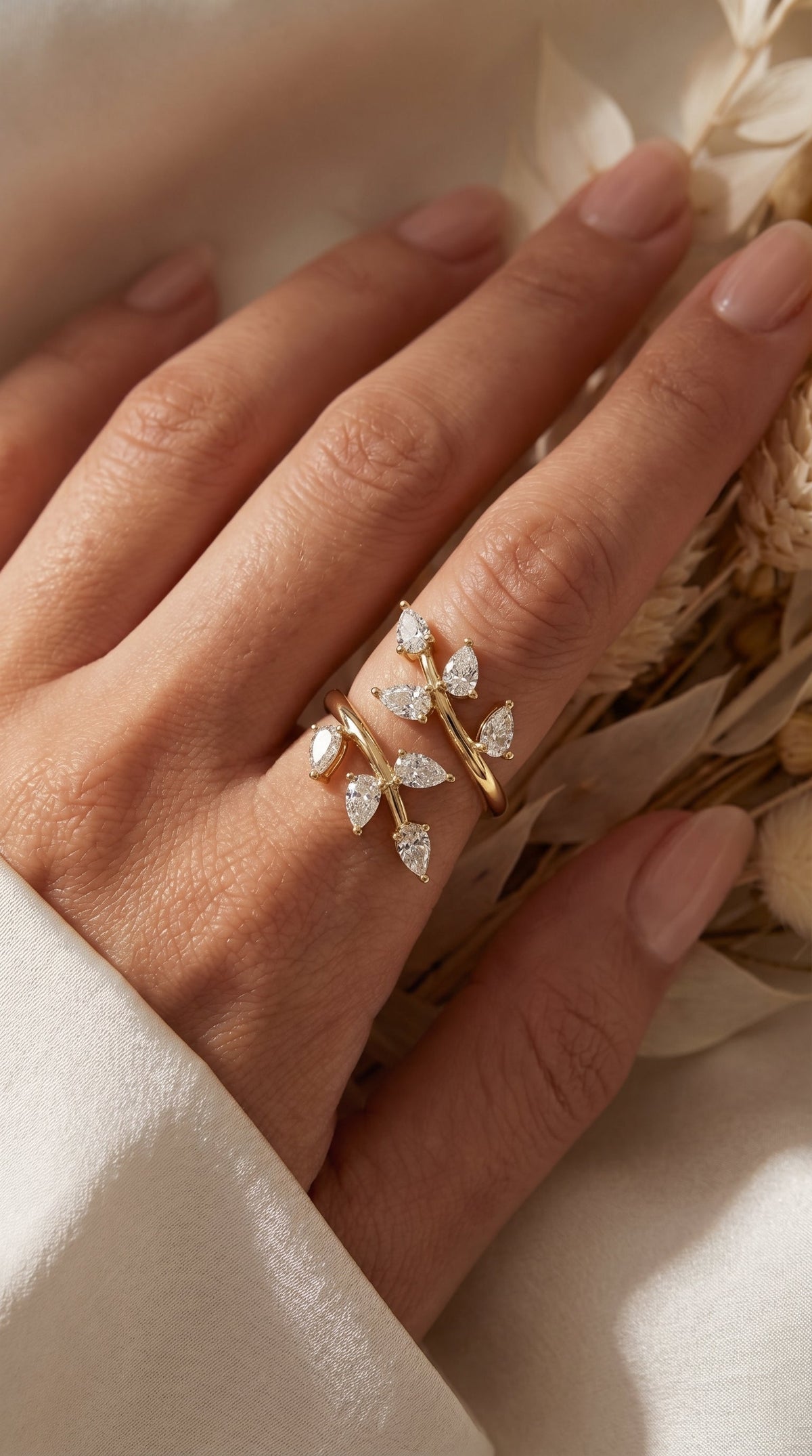 Pear Diamond Curved Design Band, view 2