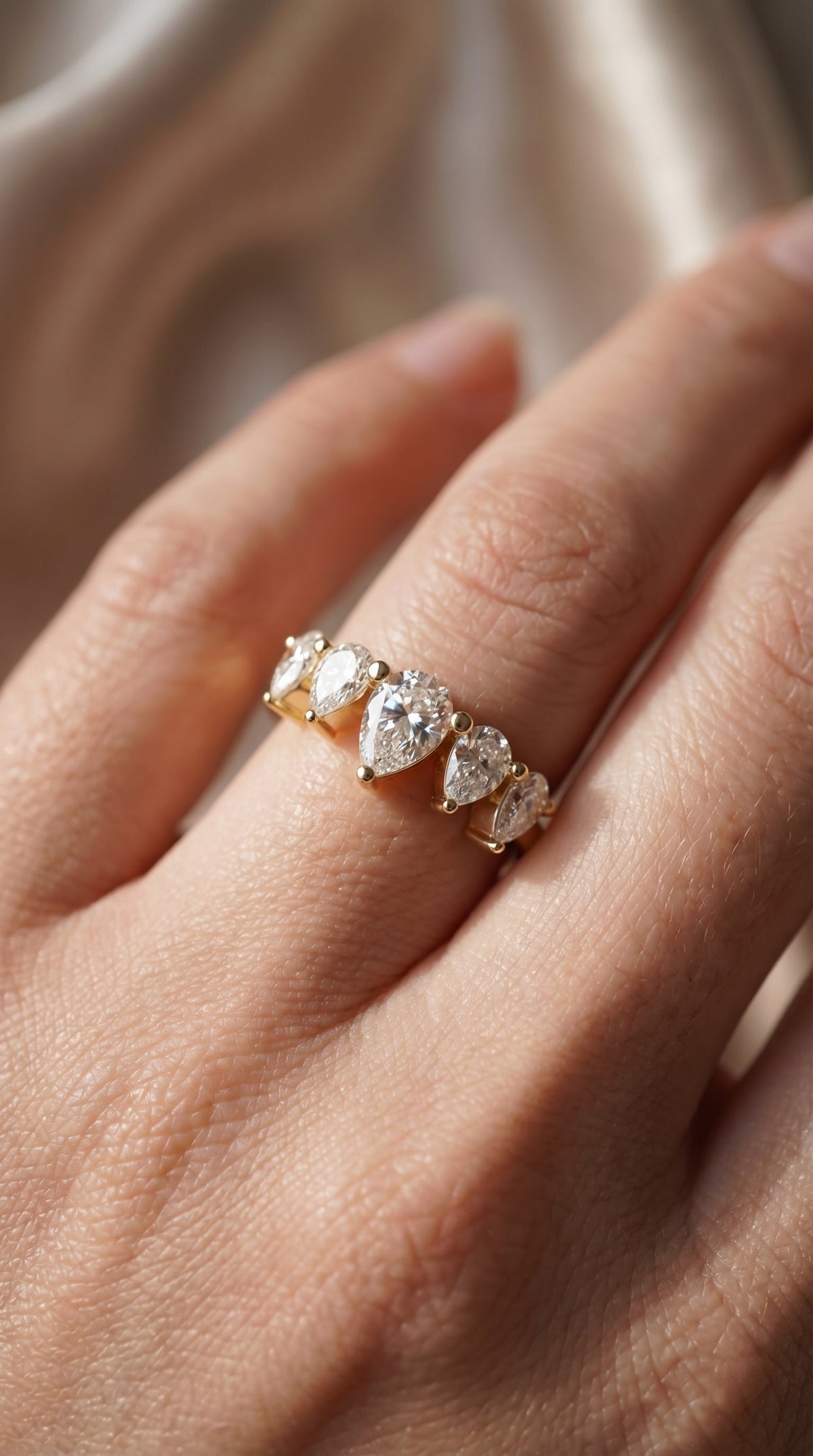 Eternal Glow Pear Cut Diamond Ring, view 2