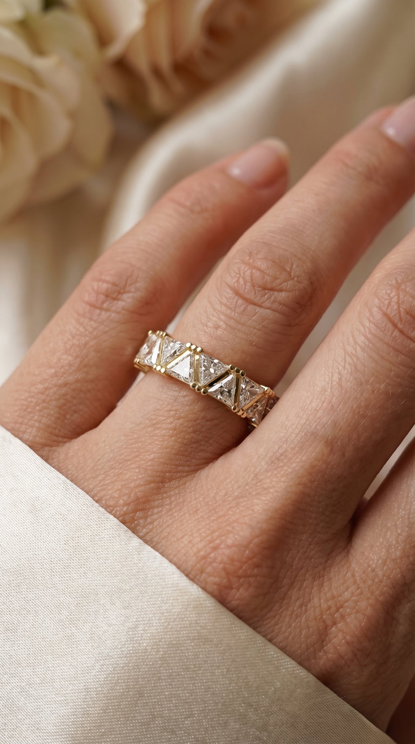 Trillion Cut Diamond In Criss Cross Setting, view 2