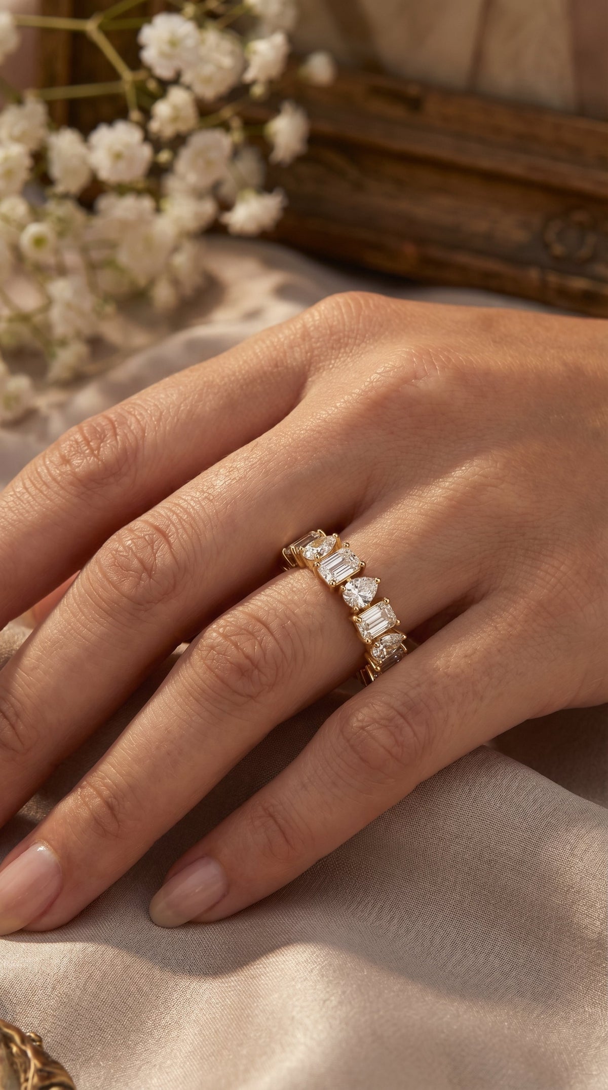 Two Shape Diamond Full Circle Ring, view 2
