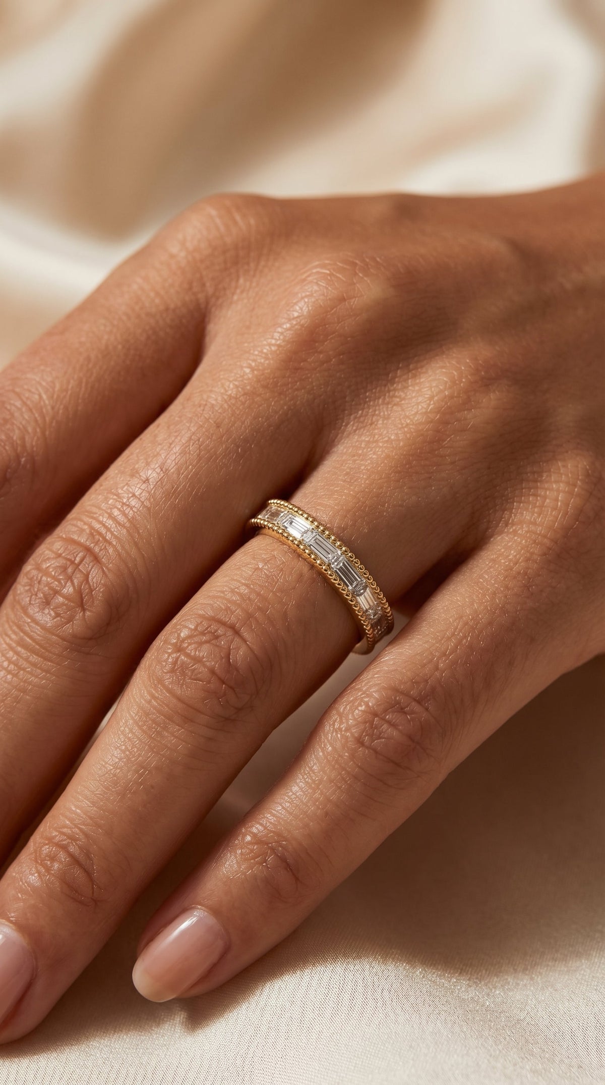 Migraine Detailing Alternating Baguette Cut Ring, view 2