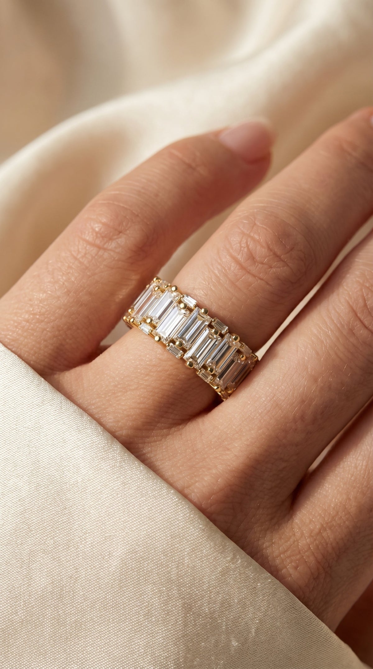 Wide Anniversary Baguette Diamond Ring, view 2