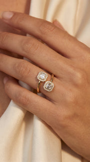 Two Stone Bypass Style Ascher Diamond Fashion Ring, view 2