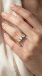 Three-Stone Round Brilliant-Cut Diamond Fashion Ring, view 2