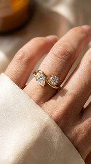 Toi et Moi Pear & Round Diamond Fashion Ring, view 2