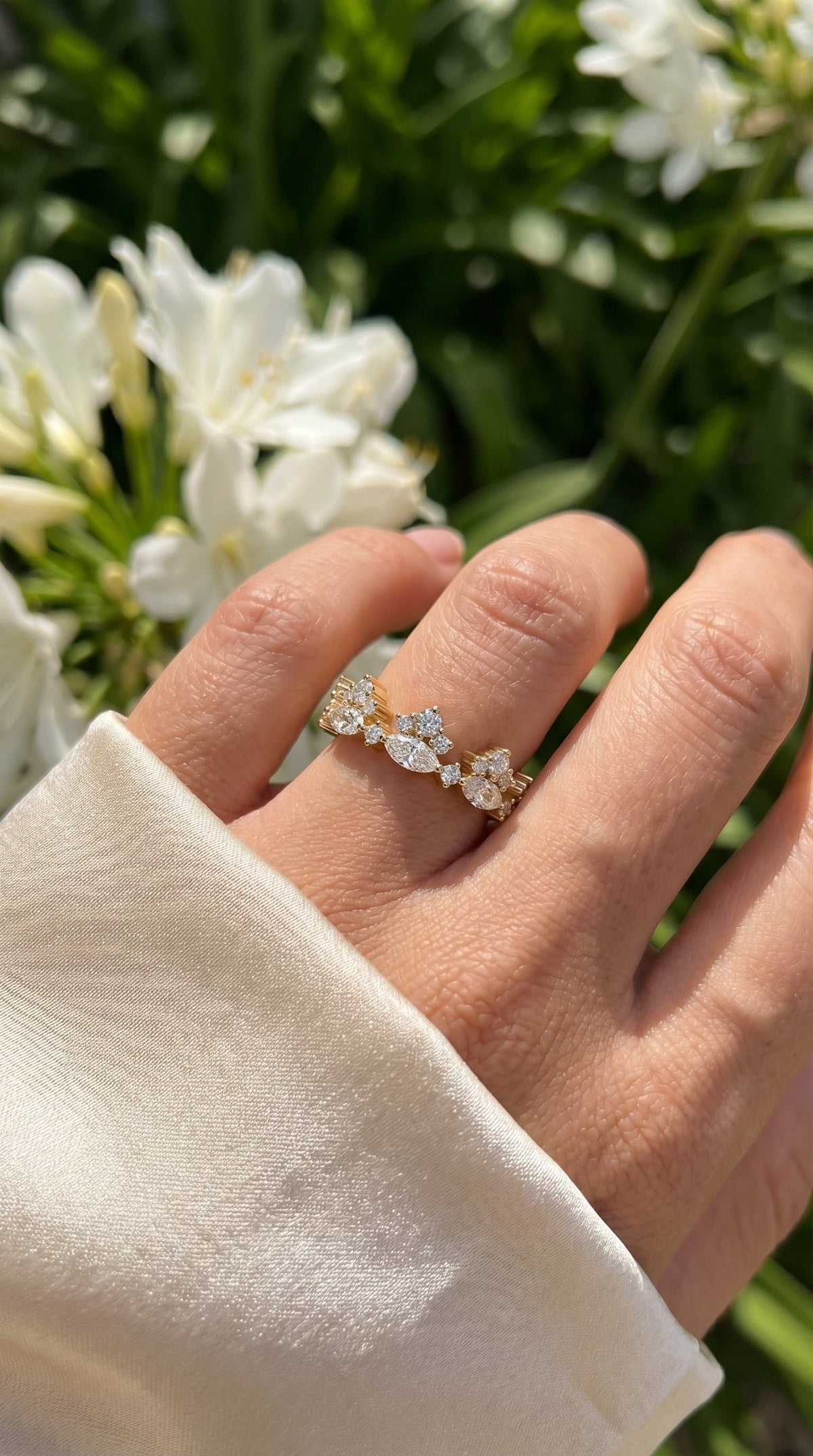 Marquise & Round Diamond Stackable Design Fashion Ring, view 2