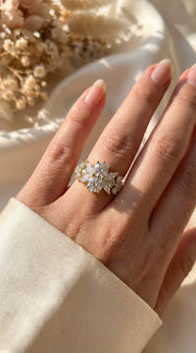 Statement Floral Diamond Design Fashion Ring, view 2