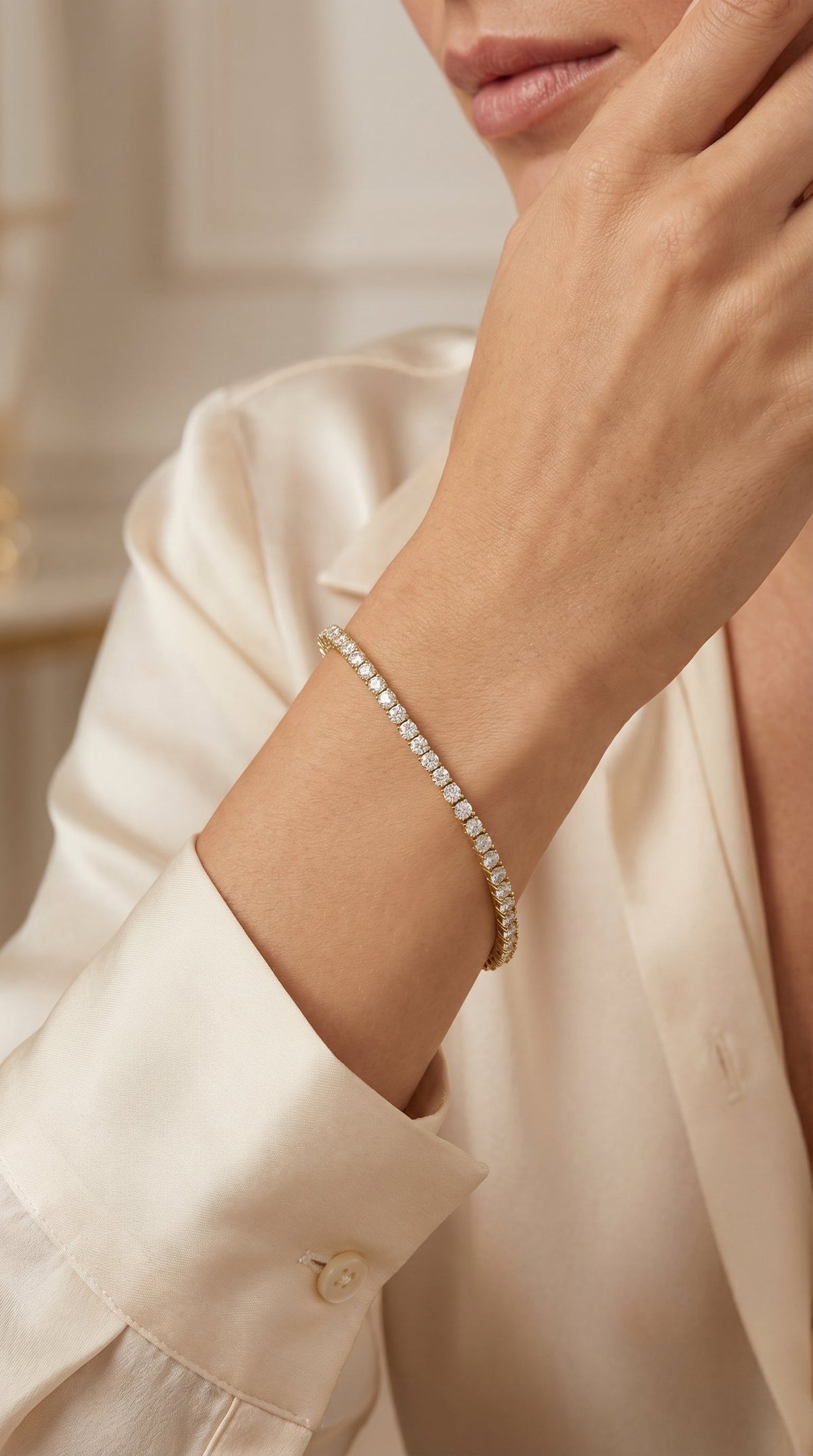 Timeless Round Brilliant Tennis Bracelets, view 2