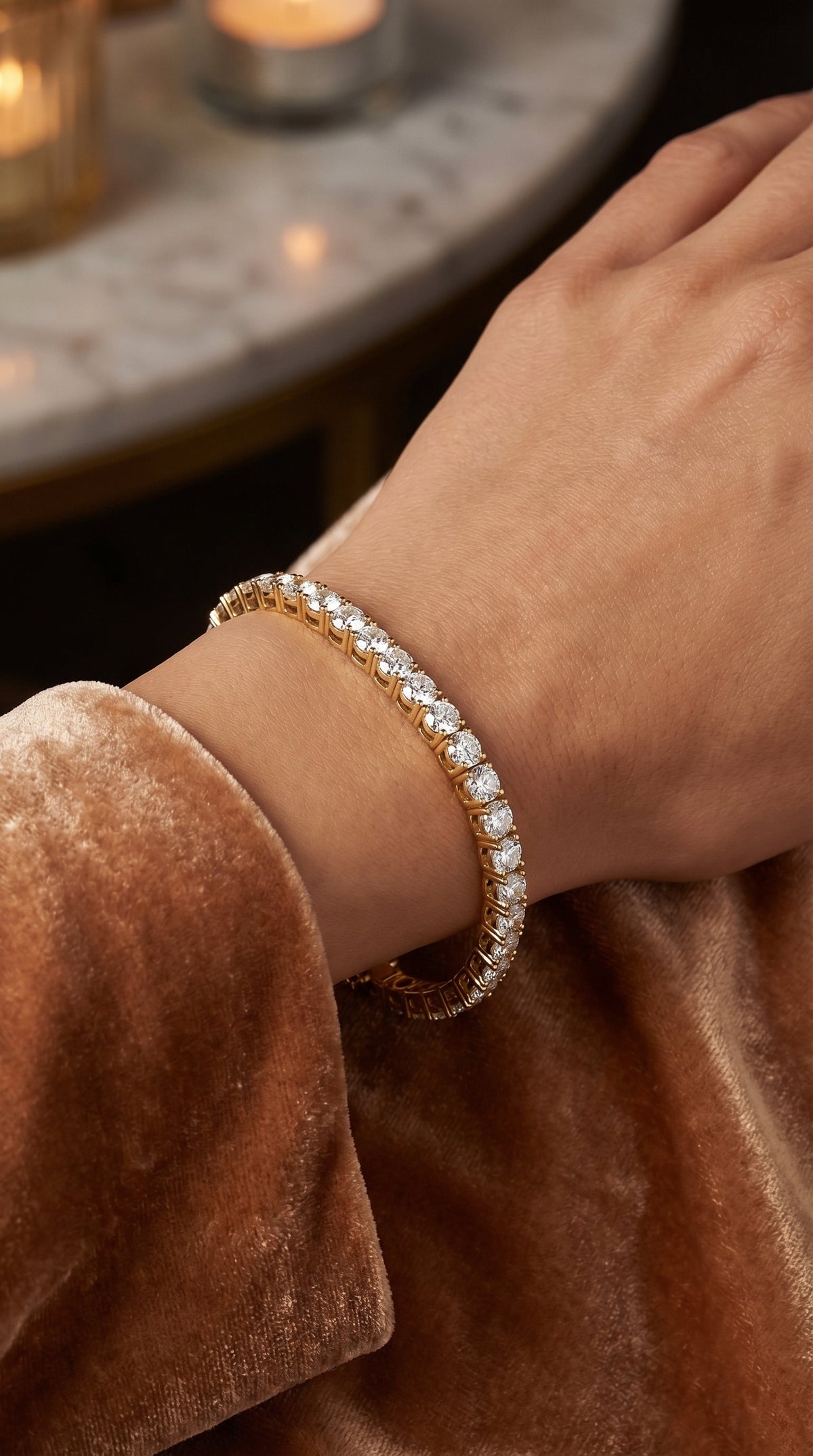 Round Shape Diamond Tennis Bracelet, view 2