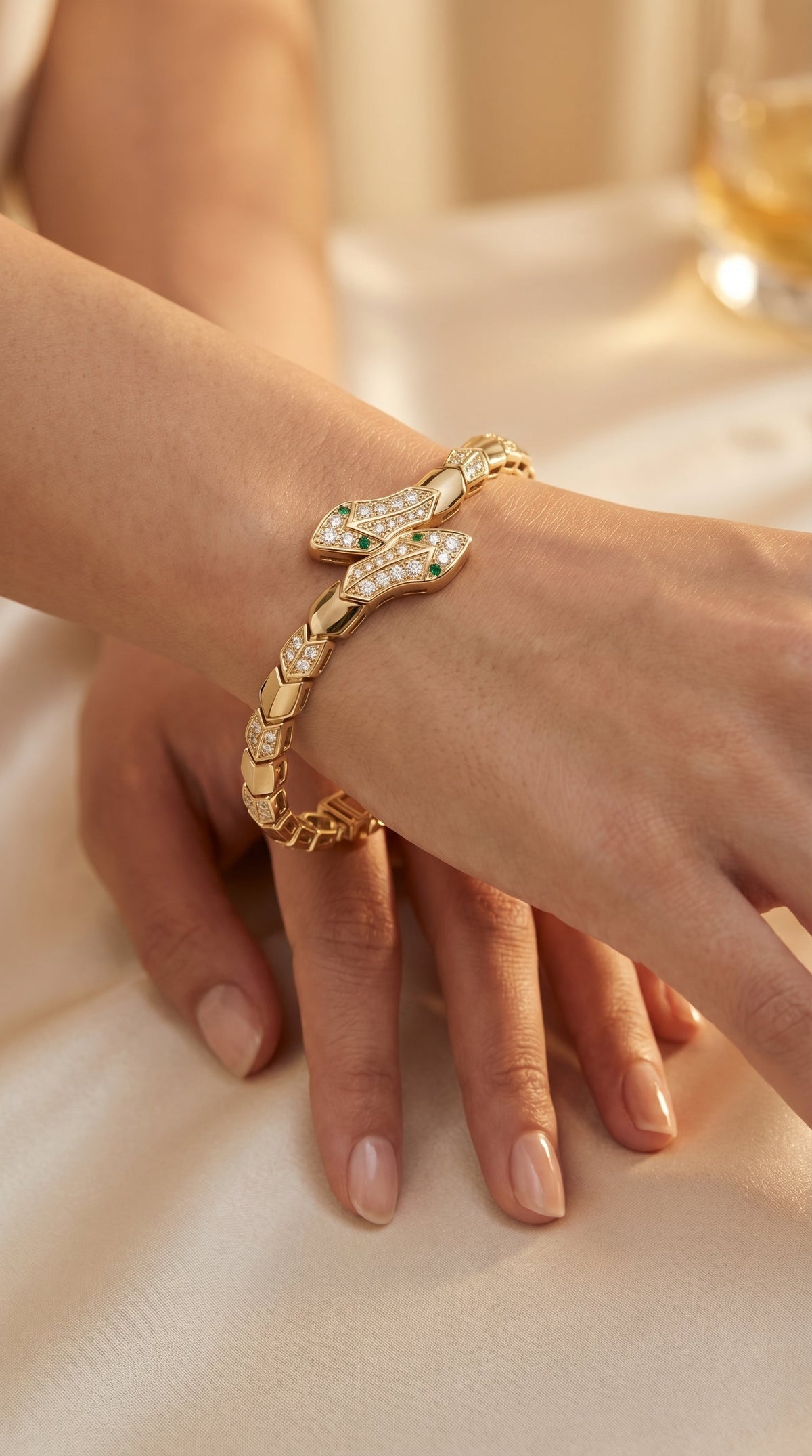 Premium Round Diamond Snake Shape Fashion Bracelet, view 2