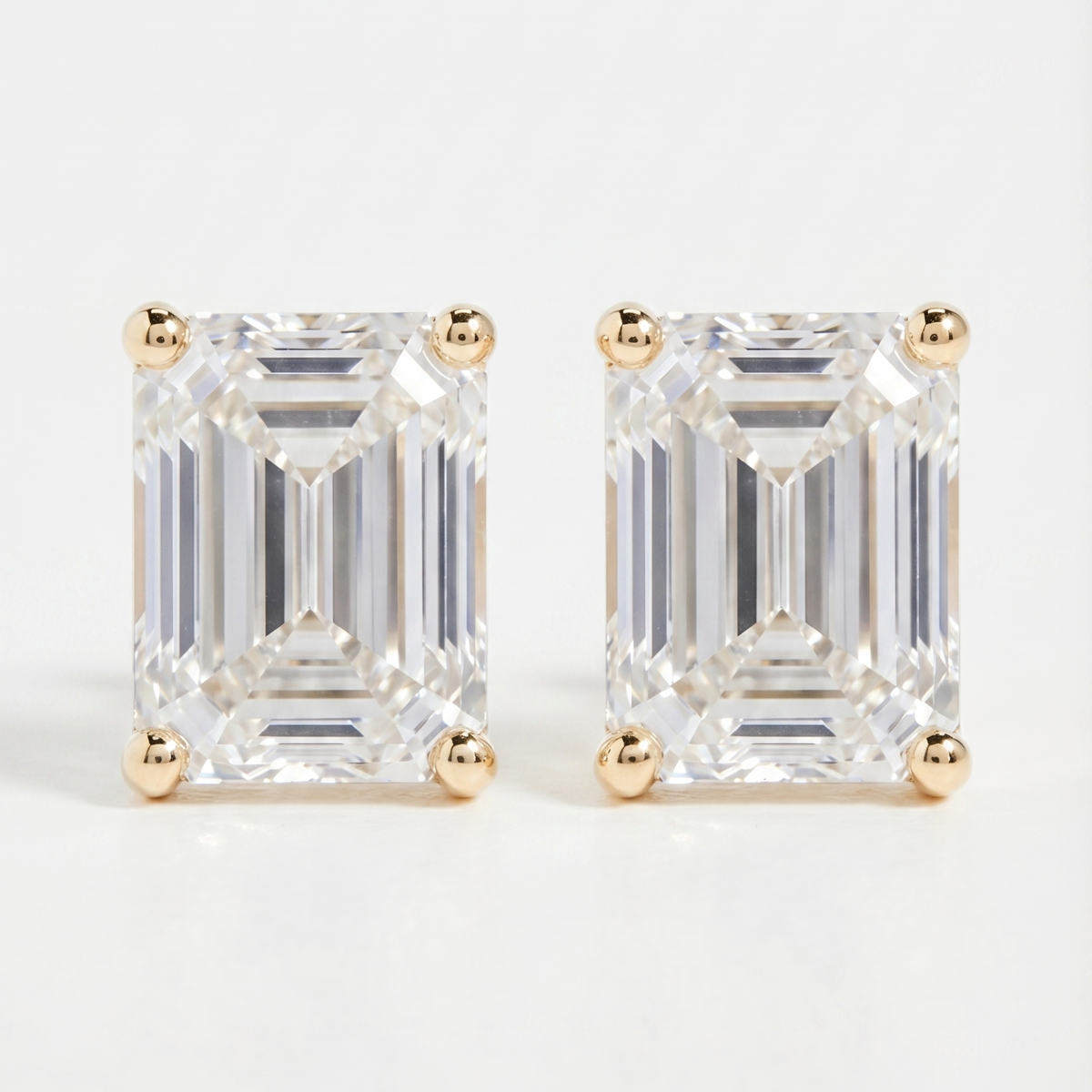 Emerald Diamond Earring Stud, view 6