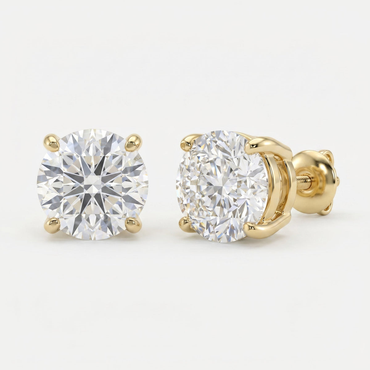 Round Diamond Stud Earring, view 3