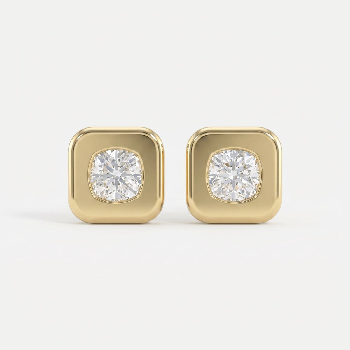 Bezel Set Round Diamond Stud Earrings, view 1