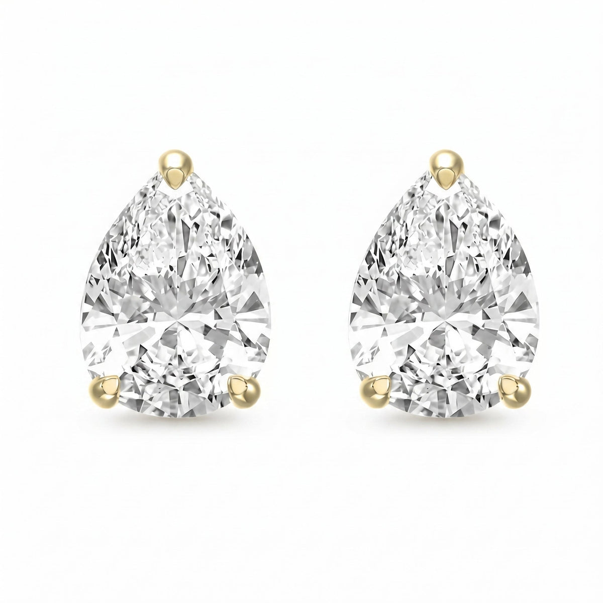Pear Diamond Stud Earrings, view 1