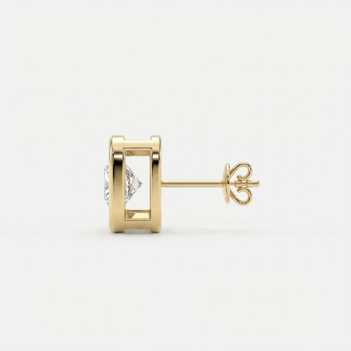 Bezel Set Round Diamond Stud Earrings, view 4