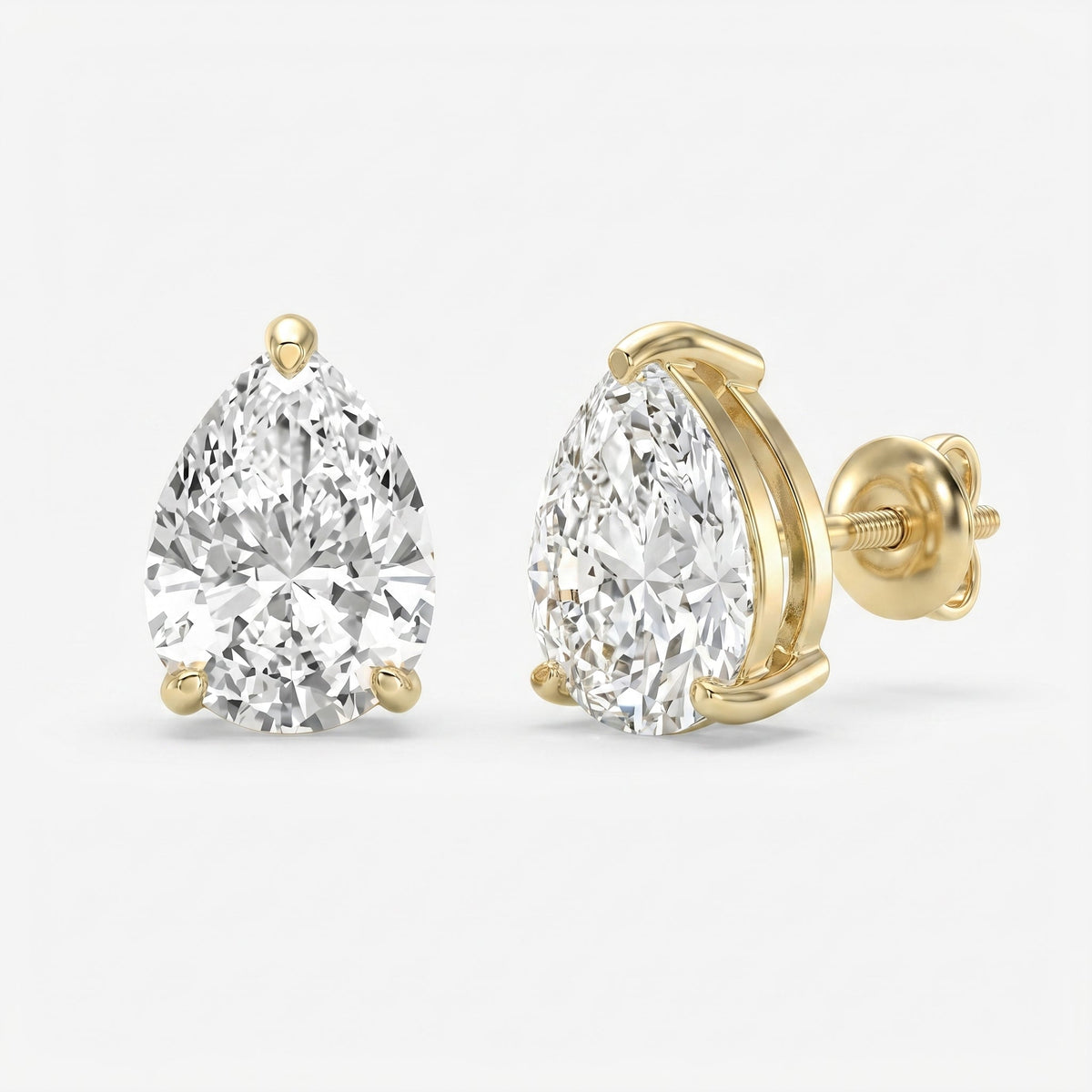 Pear Diamond Stud Earrings, view 3