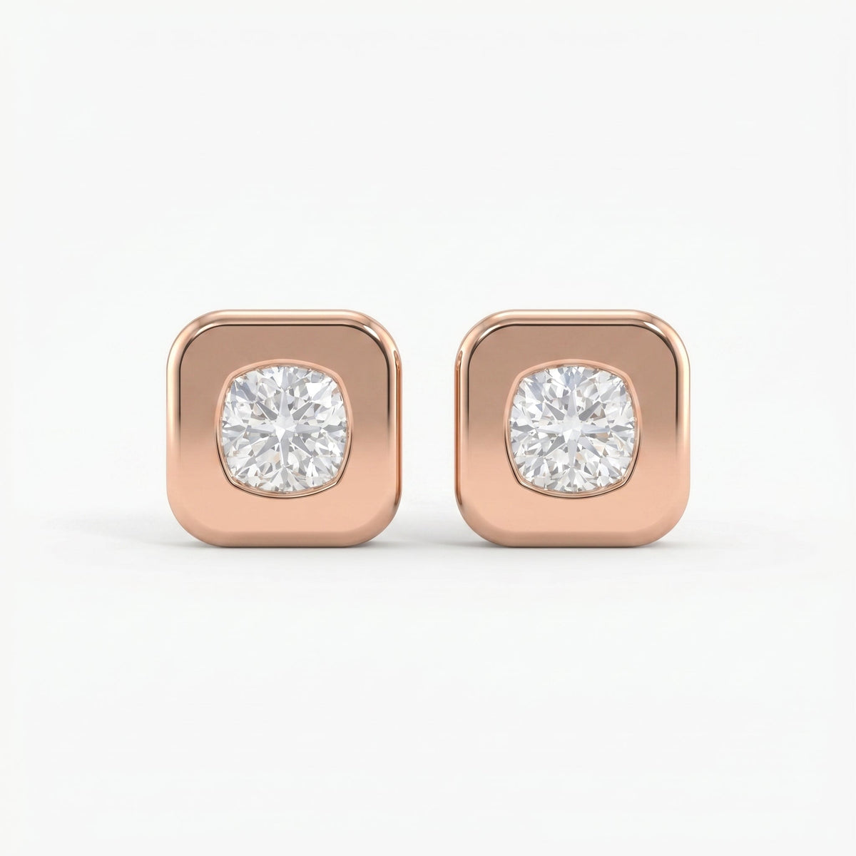 Bezel Set Round Diamond Stud Earrings, view 5