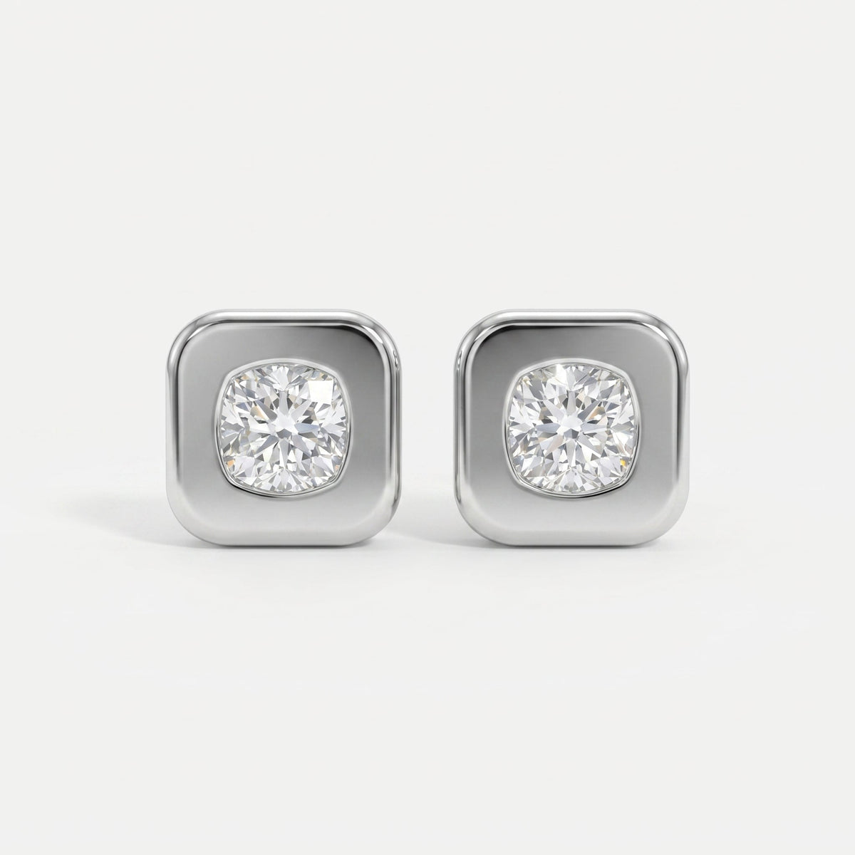 Bezel Set Round Diamond Stud Earrings, view 6