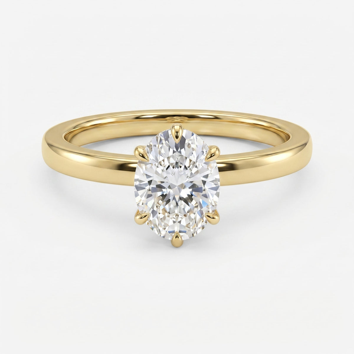 Oval Diamond Six Prong Solitaire Engagement Ring, view 1