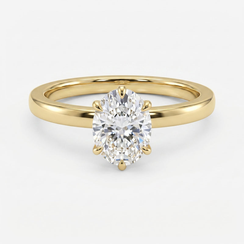 Oval Diamond Six Prong Solitaire Engagement Ring, view 1