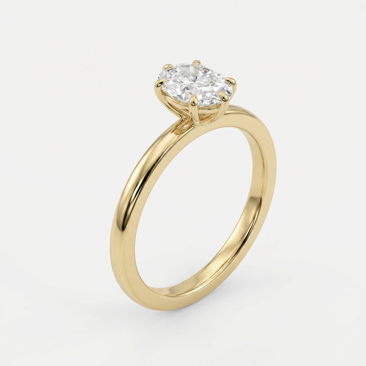 Oval Diamond Six Prong Solitaire Engagement Ring, view 4