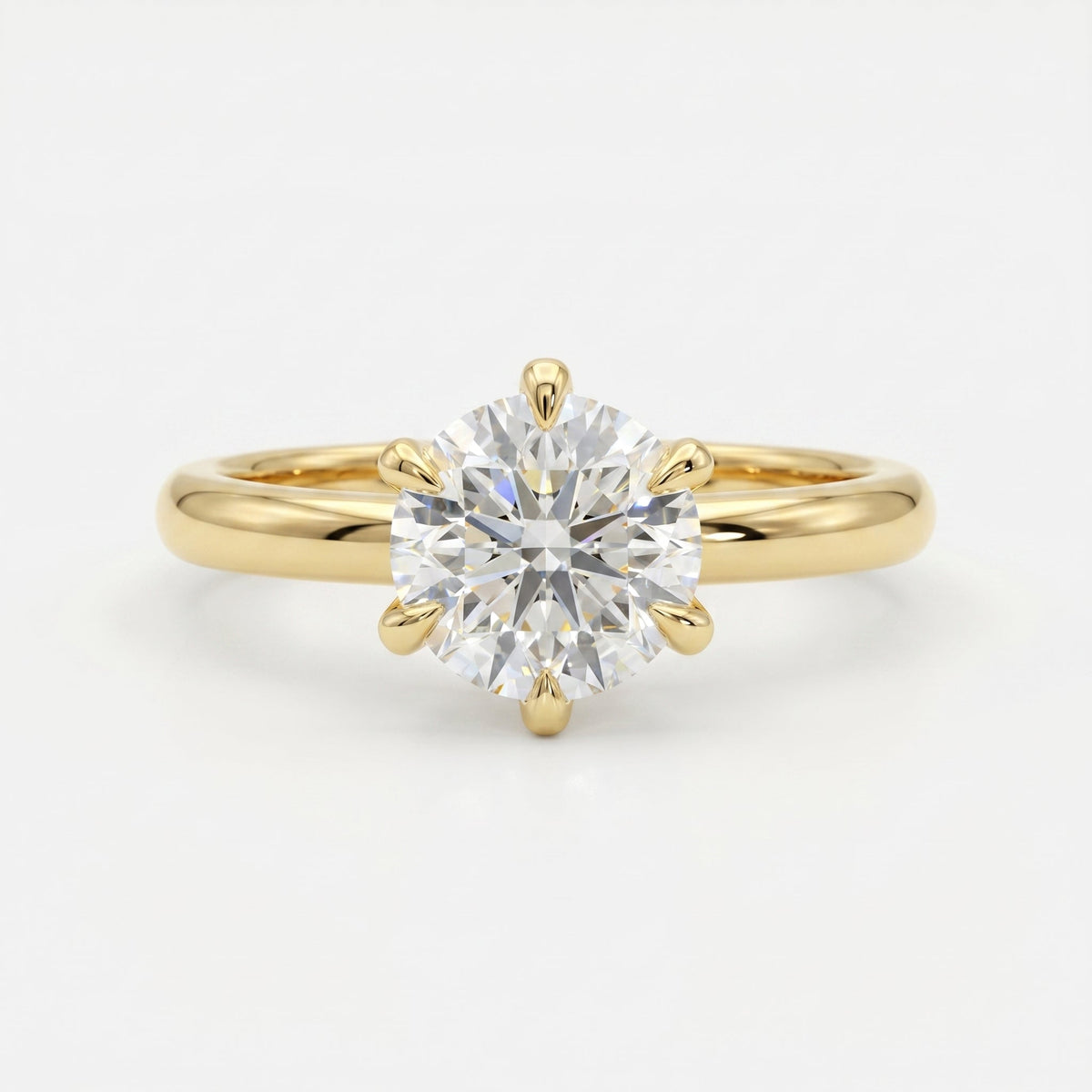 Classic Round Cut Diamond Solitaire Engagement Ring, view 1