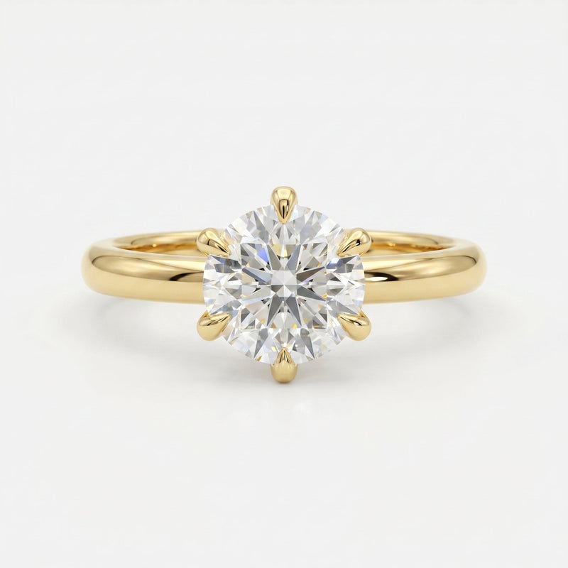 Classic Round Cut Diamond Solitaire Engagement Ring, view 1