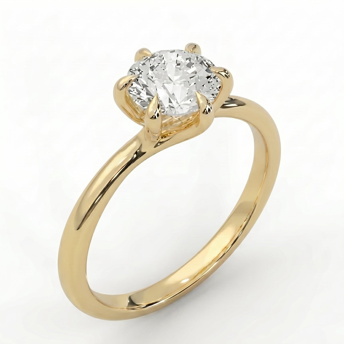 Classic Round Cut Diamond Solitaire Engagement Ring, view 3