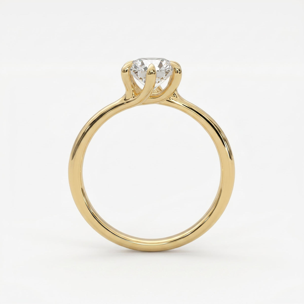 Classic Round Cut Diamond Solitaire Engagement Ring, view 4