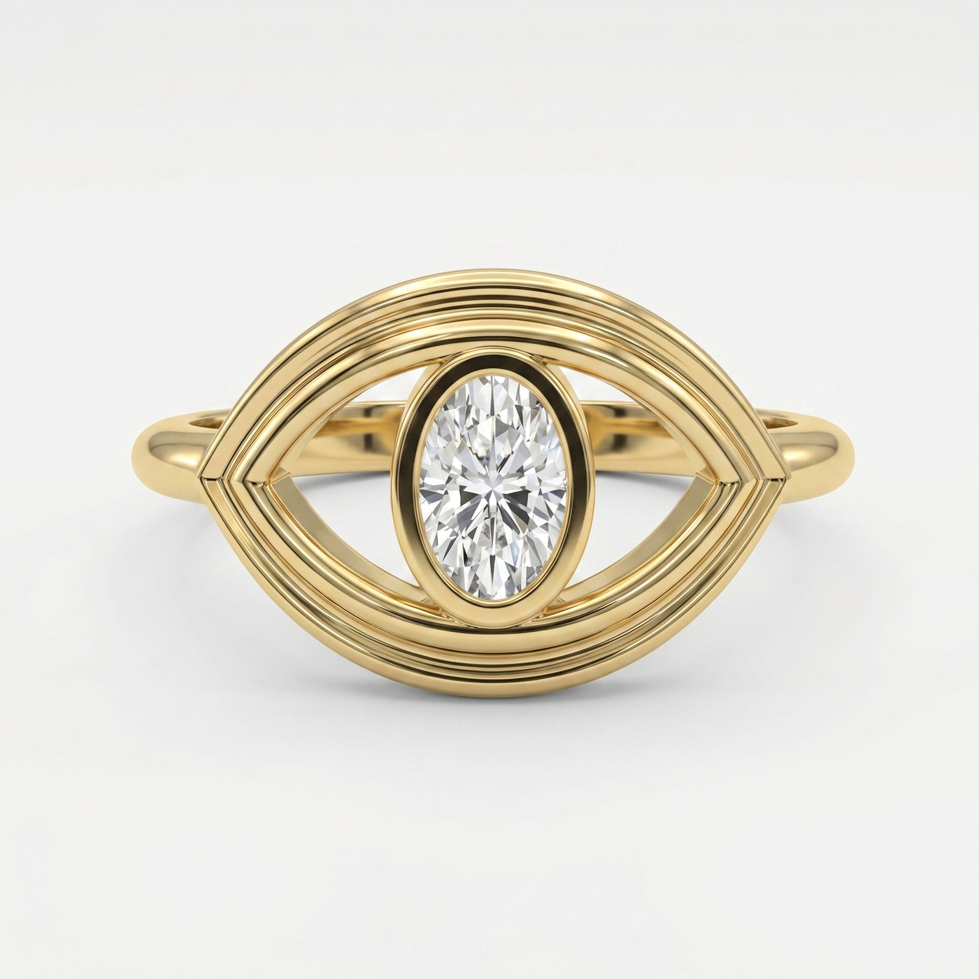 Modern Oval Cut Diamond Eye Design Ring, view 1