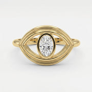 Modern Oval Cut Diamond Eye Design Ring, view 1