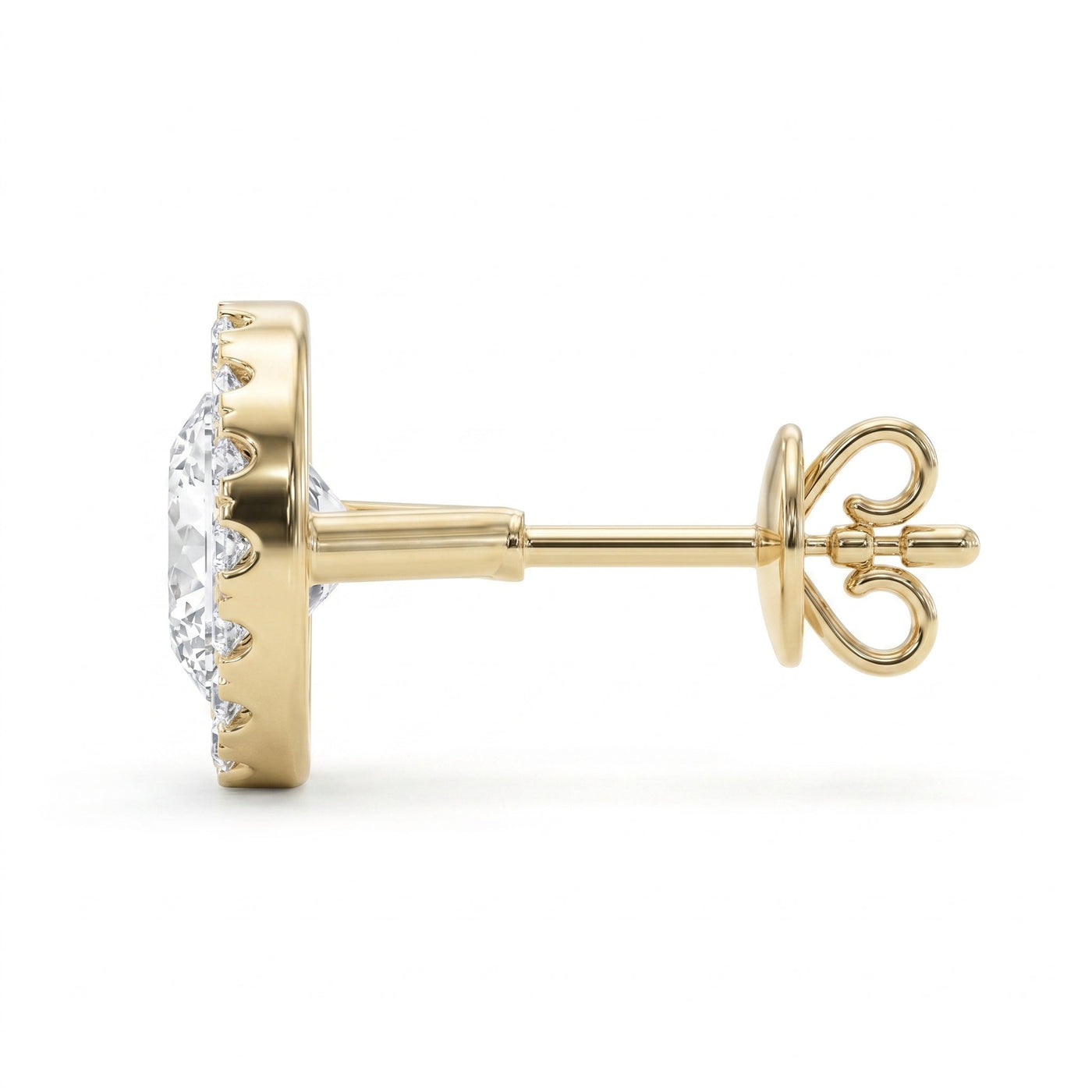 Halo Design Round Diamond Earring Stud, view 4