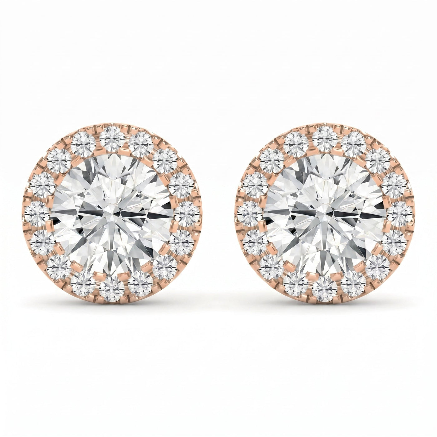 Halo Design Round Diamond Earring Stud, view 6