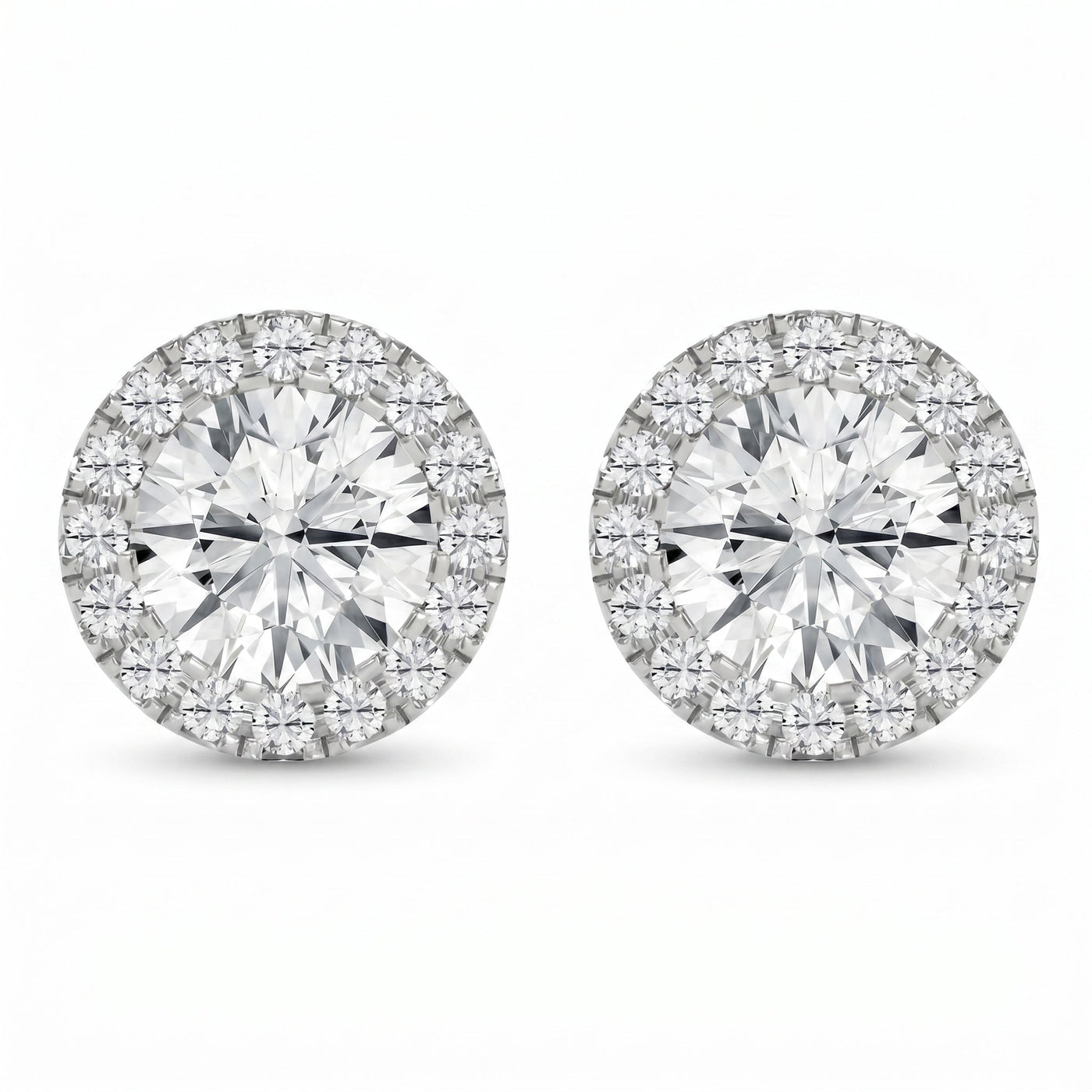 Halo Design Round Diamond Earring Stud, view 5