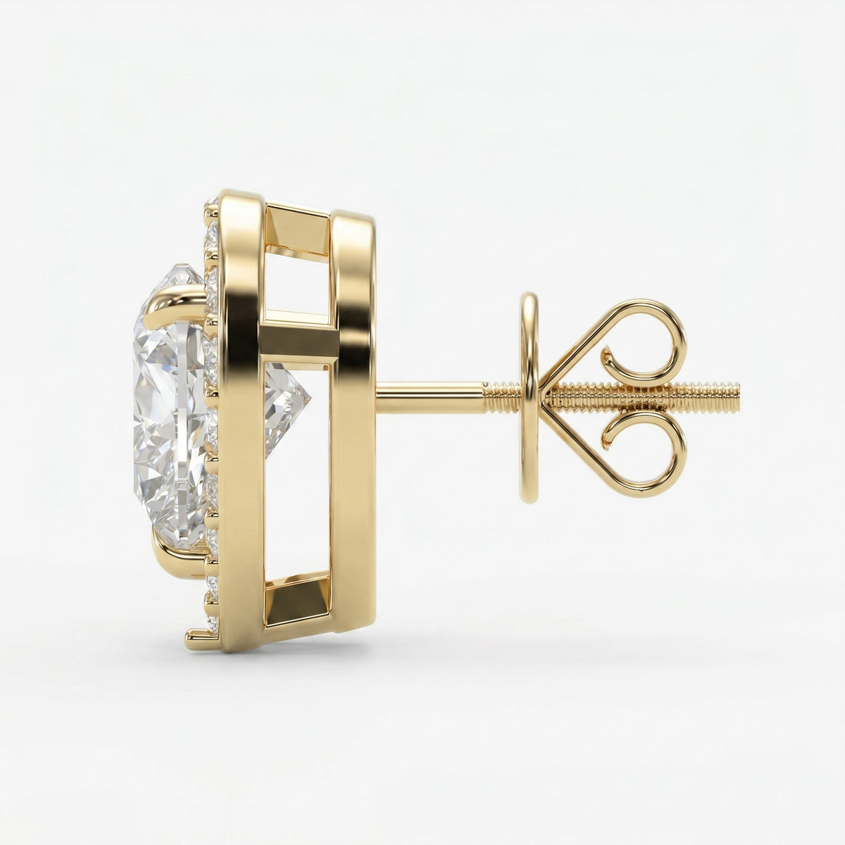 Heart Diamond Halo Design Stud Earrings, view 4