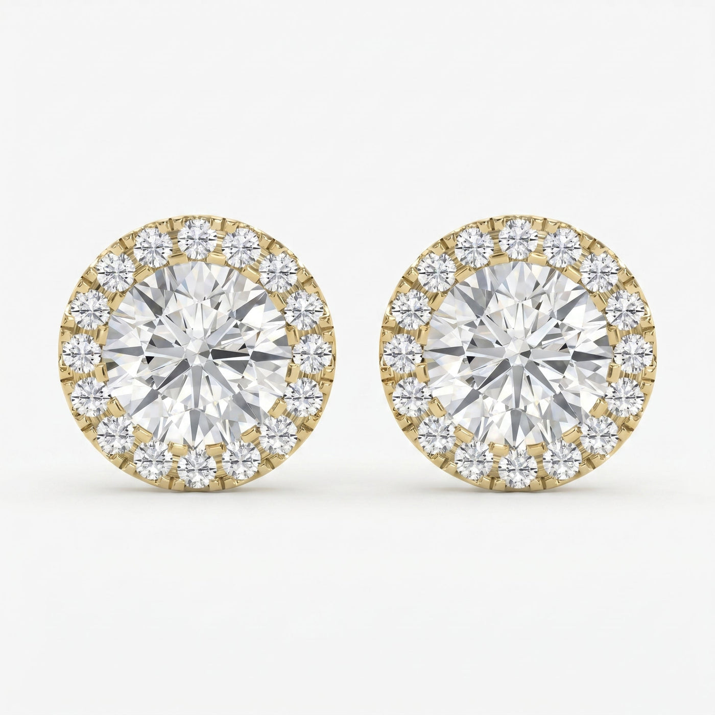 Halo Design Round Diamond Earring Stud, view 1