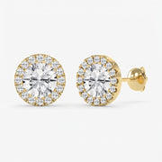 Halo Design Round Diamond Earring Stud, view 3