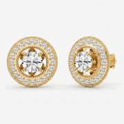 Round Diamond Halo Design Earrings, view 3