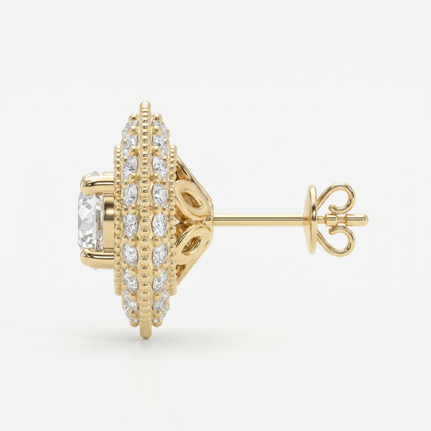 Round Diamond Halo Design Earrings, view 5