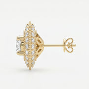 Round Diamond Halo Design Earrings, view 5