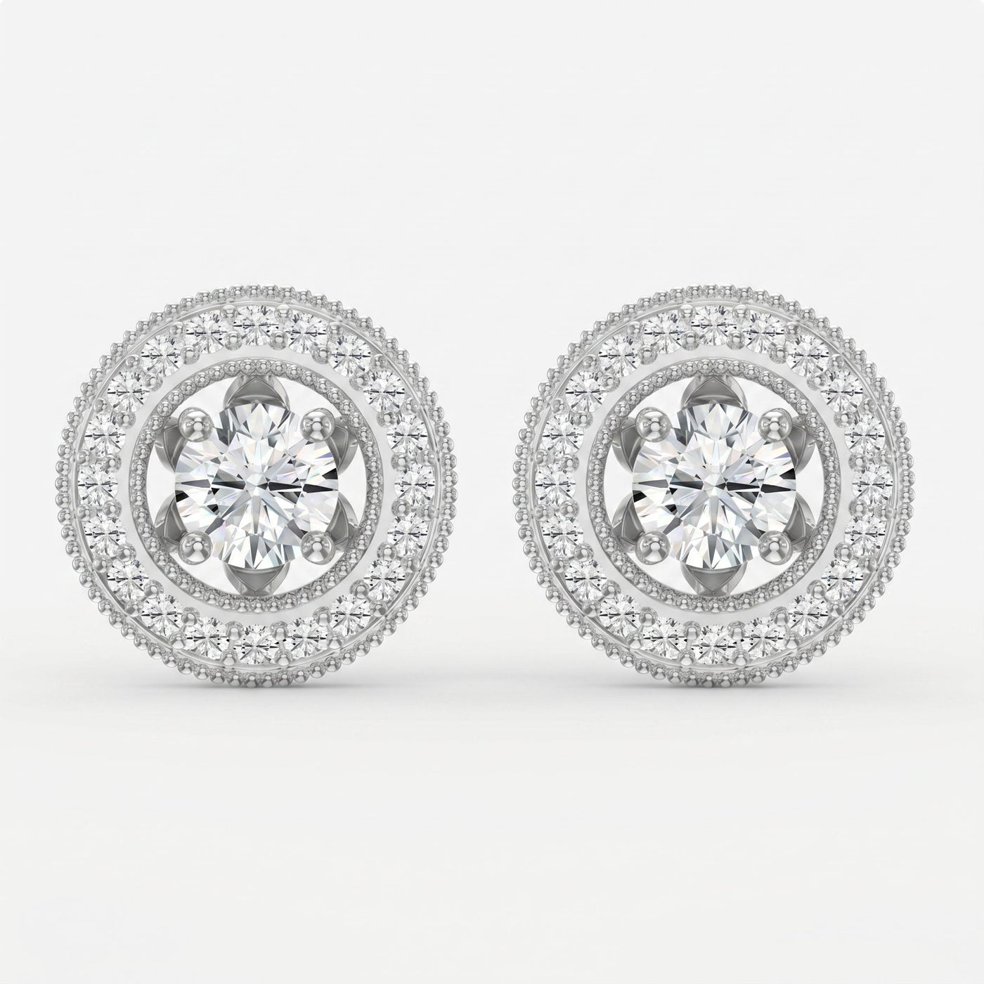 Round Diamond Halo Design Earrings, view 6