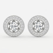 Round Diamond Halo Design Earrings, view 6