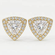 Trillion Cut Diamond Halo Stud Earrings, view 1