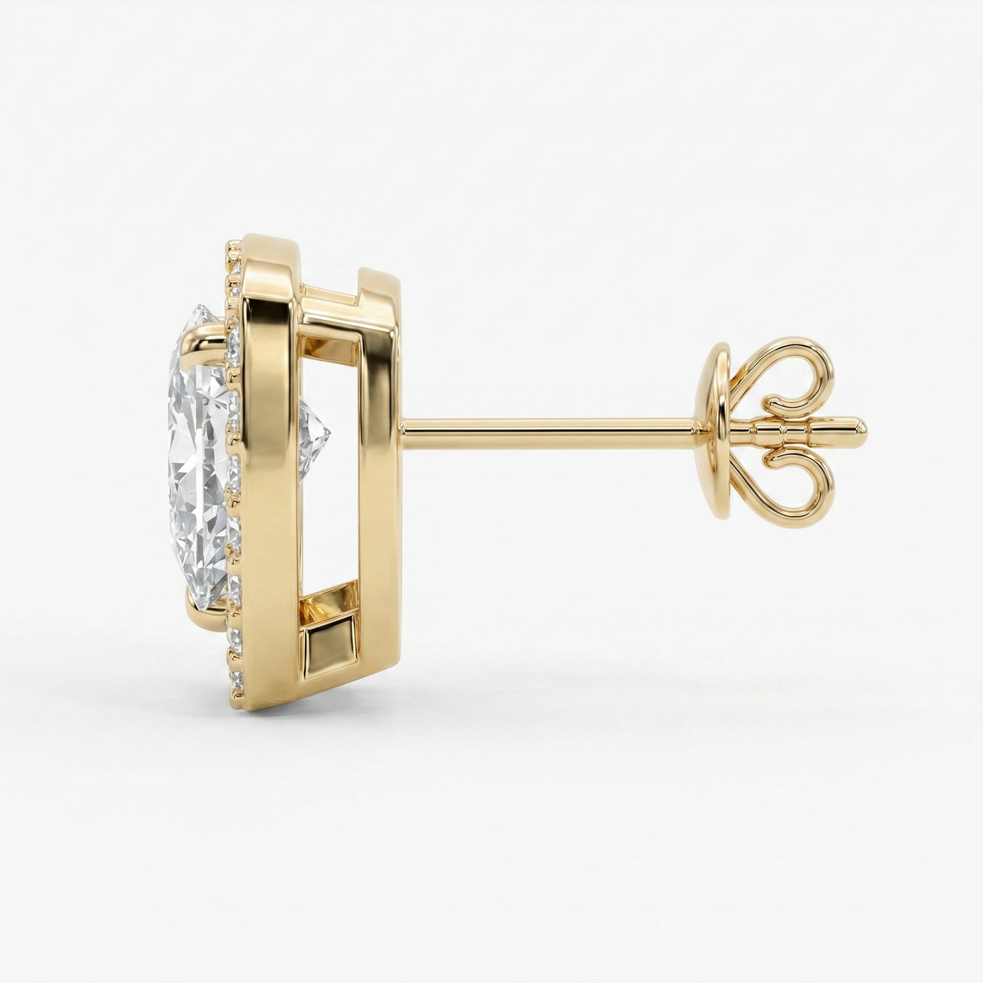 Trillion Cut Diamond Halo Stud Earrings, view 4