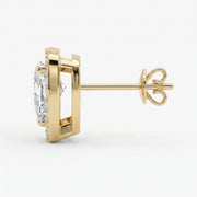 Trillion Cut Diamond Halo Stud Earrings, view 4