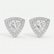 Trillion Cut Diamond Halo Stud Earrings, view 5