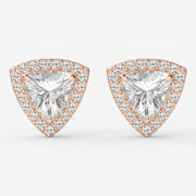 Trillion Cut Diamond Halo Stud Earrings, view 6