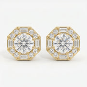 Octagon Halo Diamond Stud Earring, view 1