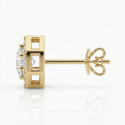 Octagon Halo Diamond Stud Earring, view 4