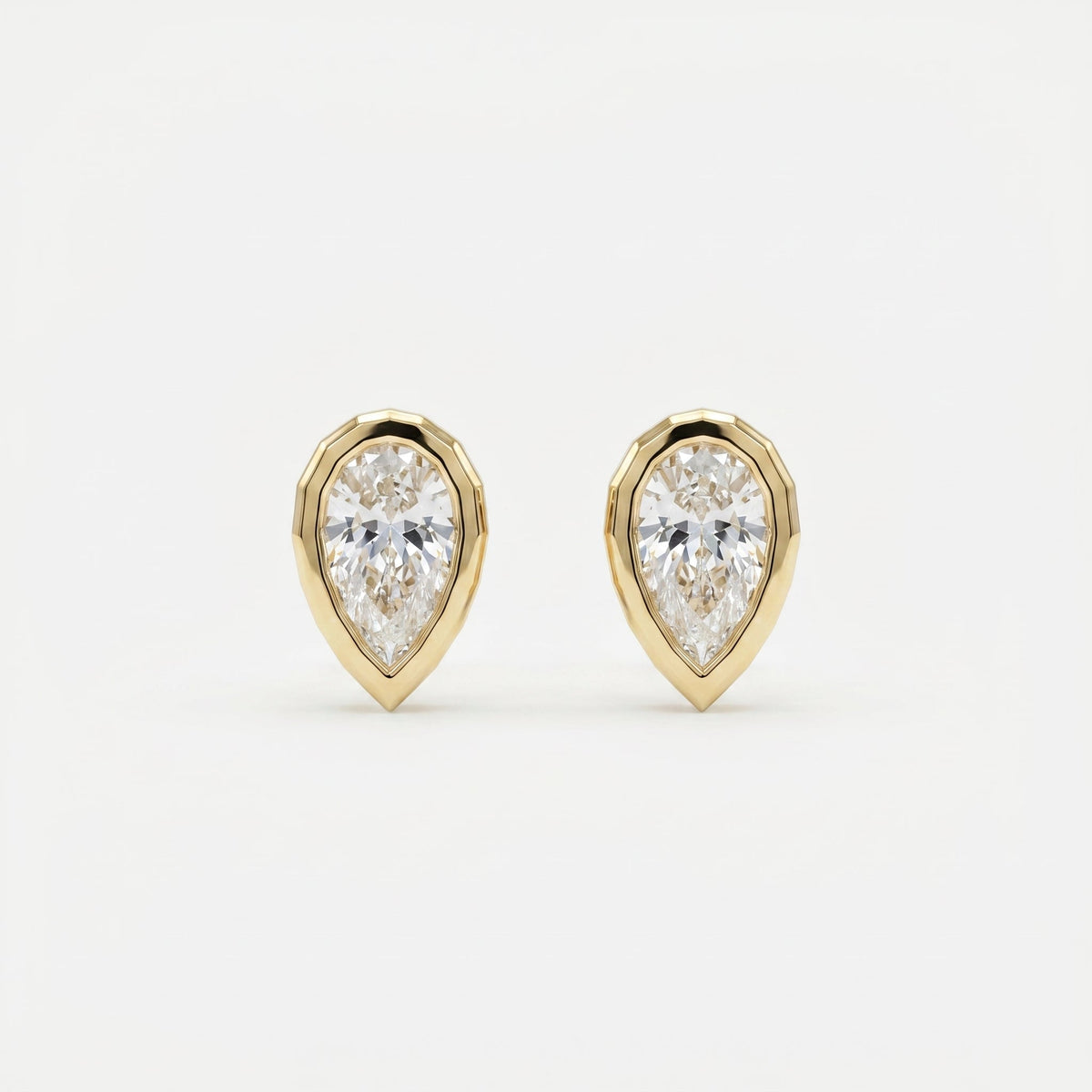Bezel Bloom Pear Shape Earring Studs, view 1